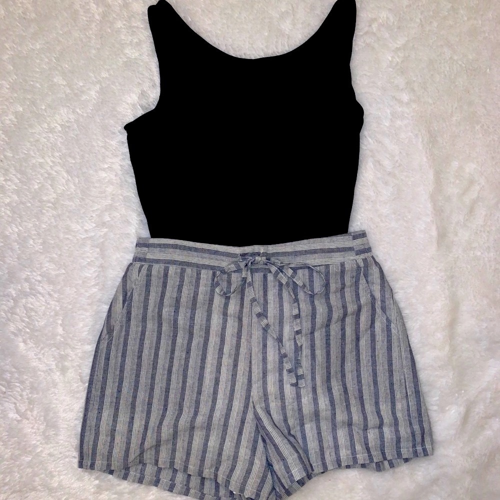 NWT Cotton Bleu Stripe Blue White Shorts